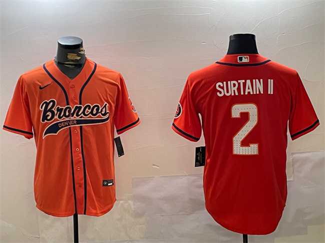 Men%27s Denver Broncos #2 Pat Surtain II Orange Cool Base Stitched Baseball Jerseys->detroit lions->NFL Jersey